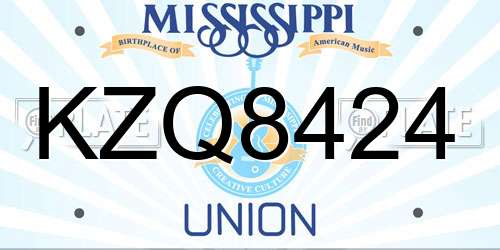 KZQ8424 Mississippi License Plate