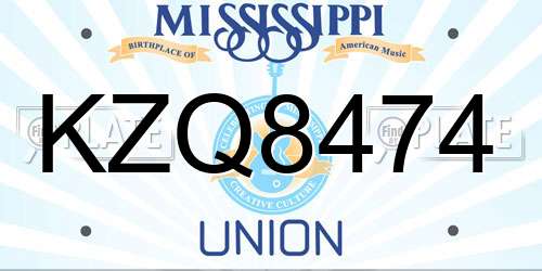 KZQ8474 Mississippi License Plate