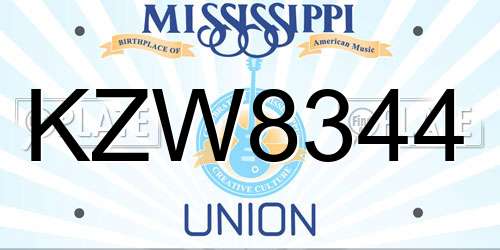 KZW8344 Mississippi License Plate