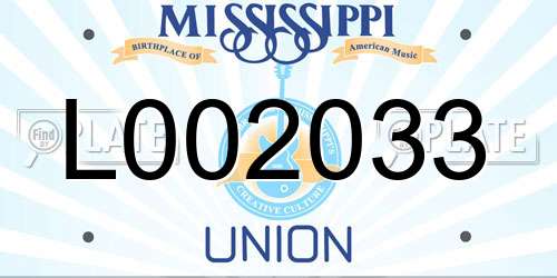 L002033 Mississippi License Plate