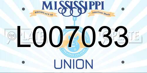 L007033 Mississippi License Plate