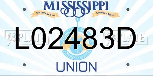 L02483D Mississippi License Plate
