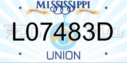 L07483D Mississippi License Plate