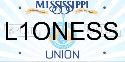 L1ONESS Mississippi License Plate
