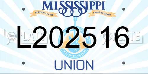 L202516 Mississippi License Plate