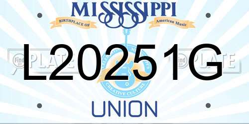 L20251G Mississippi License Plate