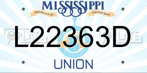 L22363D Mississippi License Plate