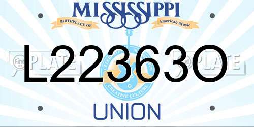 L22363O Mississippi License Plate