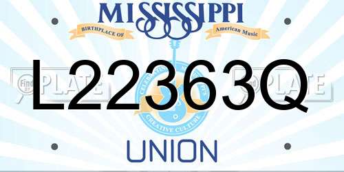 L22363Q Mississippi License Plate