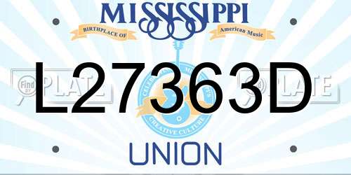 L27363D Mississippi License Plate