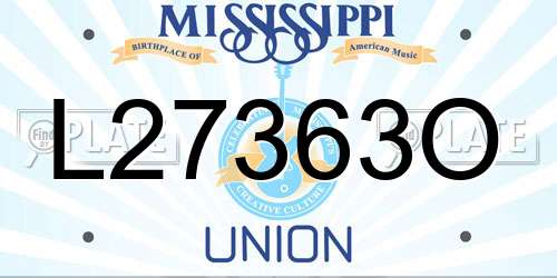 L27363O Mississippi License Plate