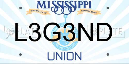 L3G3ND Mississippi License Plate