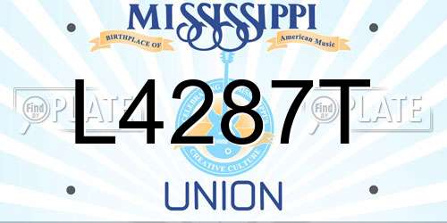 L4287T Mississippi License Plate