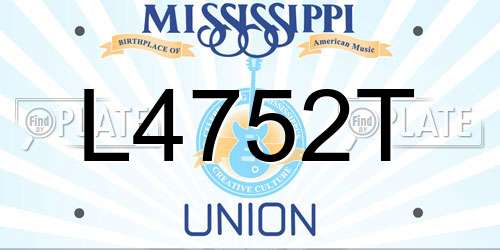L4752T Mississippi License Plate