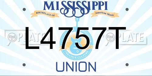 L4757T Mississippi License Plate