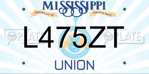 L475ZT Mississippi License Plate