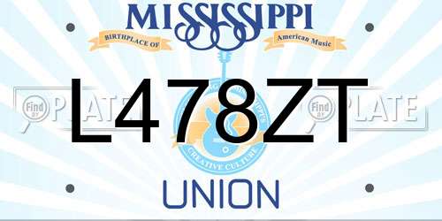 L478ZT Mississippi License Plate