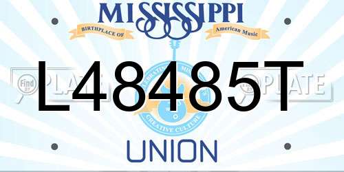 L48485T Mississippi License Plate