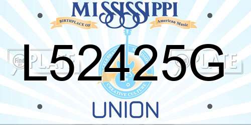 L52425G Mississippi License Plate