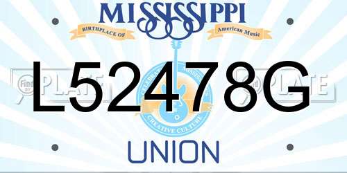 L52478G Mississippi License Plate