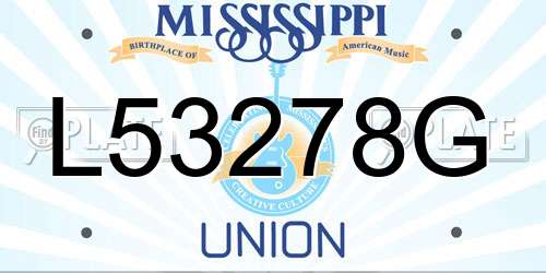 L53278G Mississippi License Plate