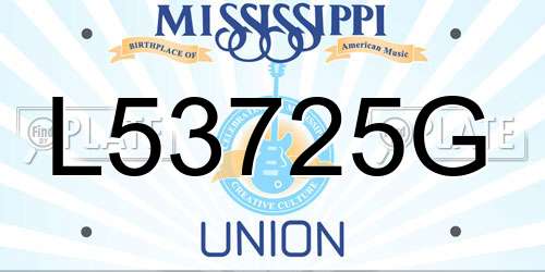 L53725G Mississippi License Plate
