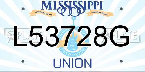 L53728G Mississippi License Plate