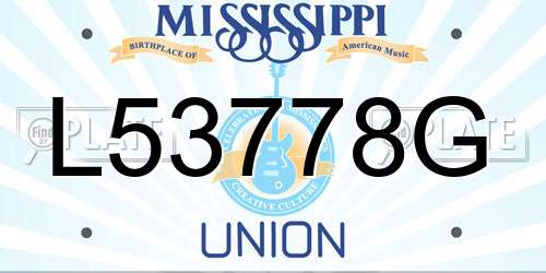 L53778G Mississippi License Plate