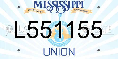 L551155 Mississippi License Plate