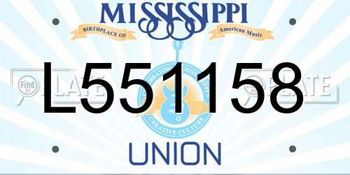 L551158 Mississippi License Plate