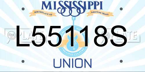 L55118S Mississippi License Plate