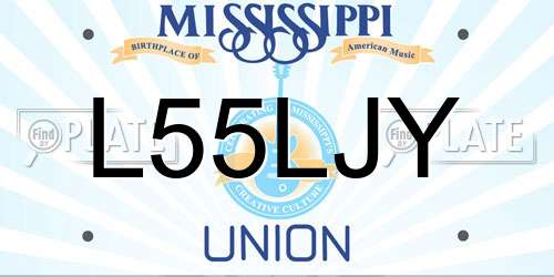 L55LJY Mississippi License Plate