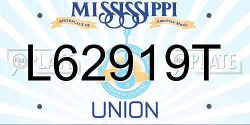 L62919T Mississippi License Plate