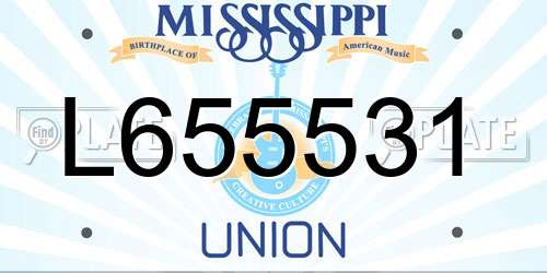 L655531 Mississippi License Plate