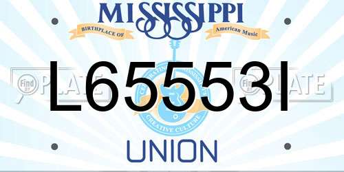 L65553I Mississippi License Plate