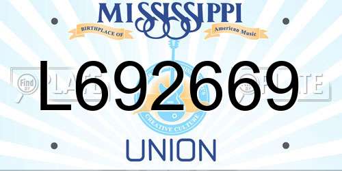 L692669 Mississippi License Plate