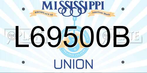 L69500B Mississippi License Plate