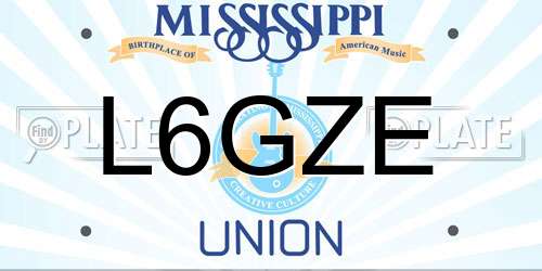 L6GZE Mississippi License Plate
