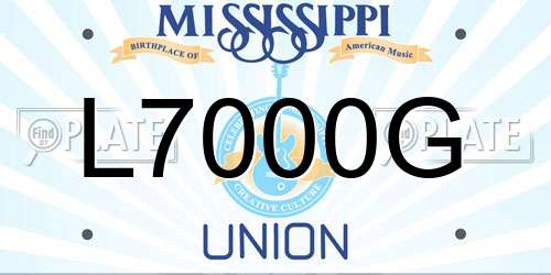 L7000G Mississippi License Plate