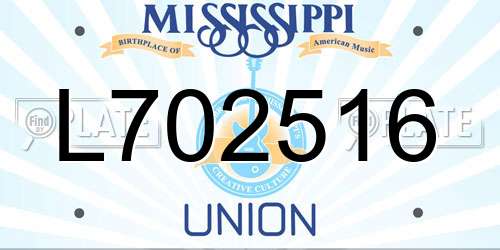 L702516 Mississippi License Plate