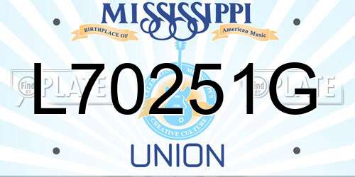 L70251G Mississippi License Plate