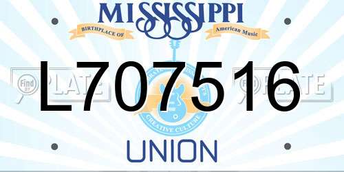 L707516 Mississippi License Plate