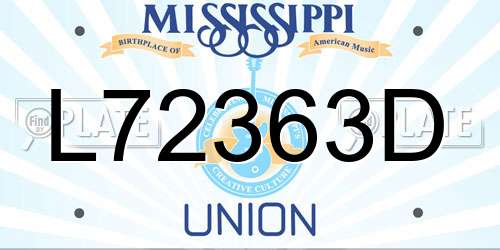 L72363D Mississippi License Plate