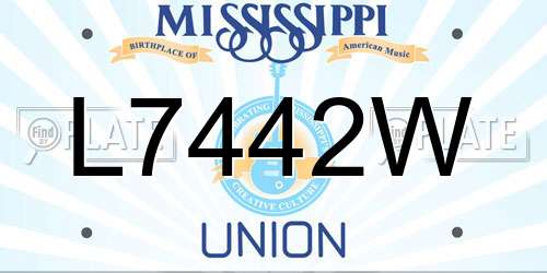 L7442W Mississippi License Plate