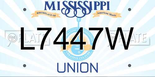 L7447W Mississippi License Plate