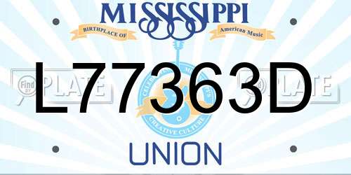L77363D Mississippi License Plate