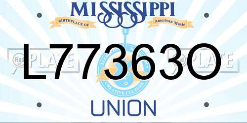 L77363O Mississippi License Plate