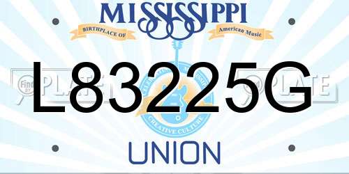 L83225G Mississippi License Plate