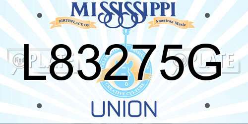 L83275G Mississippi License Plate