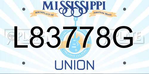 L83778G Mississippi License Plate